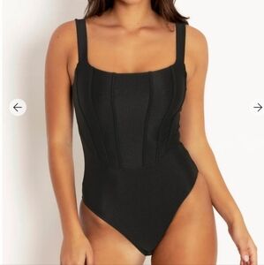 Blackmilk Black Corset Bodysuit